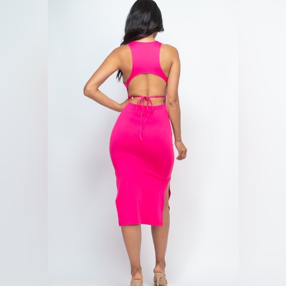 Open Back Side Split Midi Dress - Picture 2 of 2